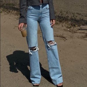 zara high rise wide leg ripped jeans